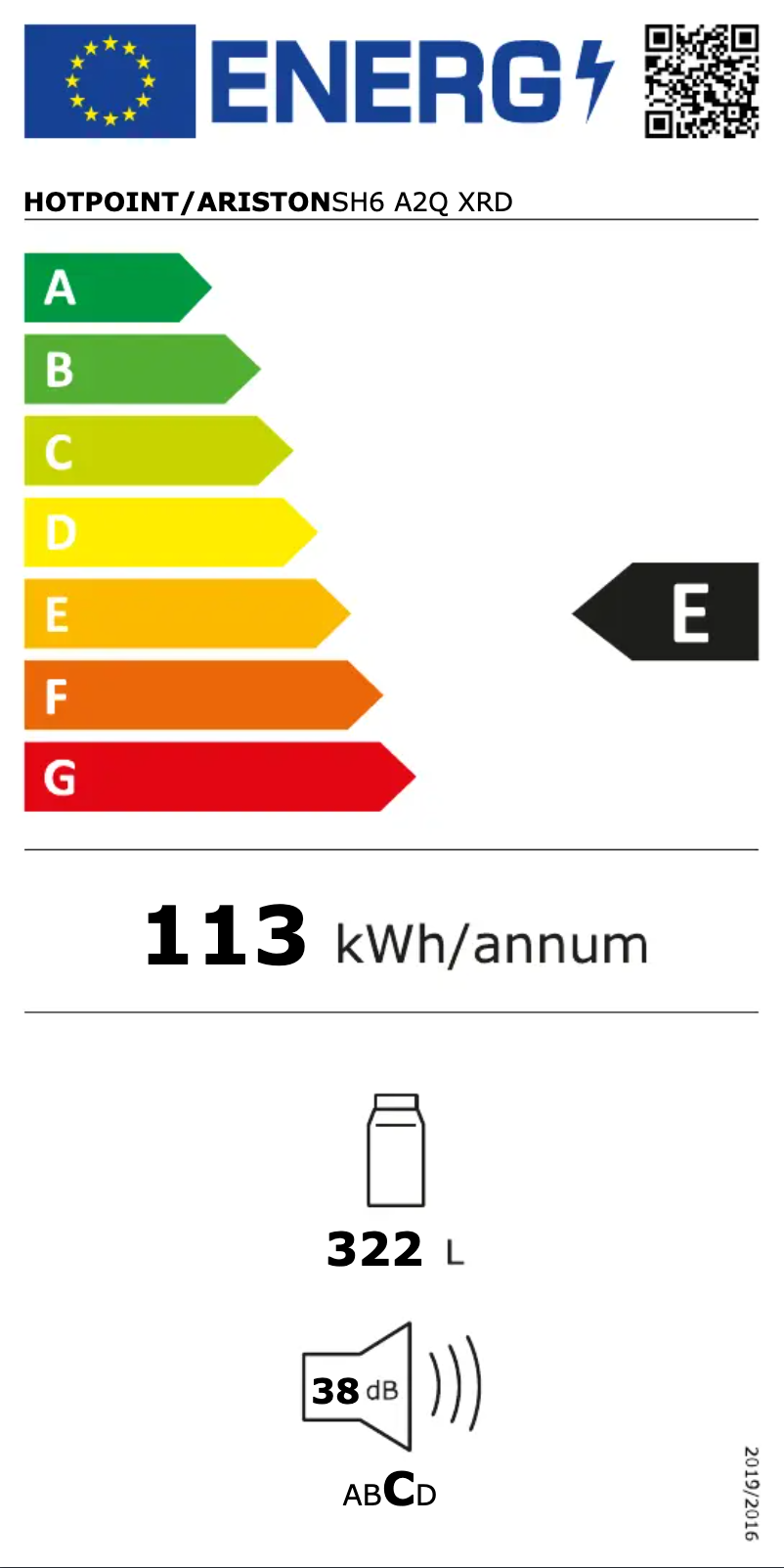 Page n°1 - Label énergétique Hotpoint SH6 A2Q XRD