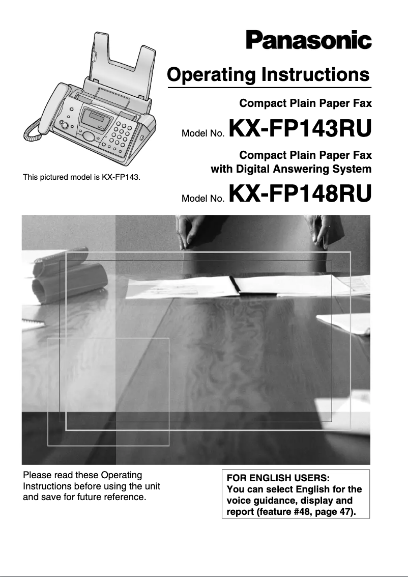 Page 1 de la notice Manuel utilisateur Panasonic KX-FP143UA