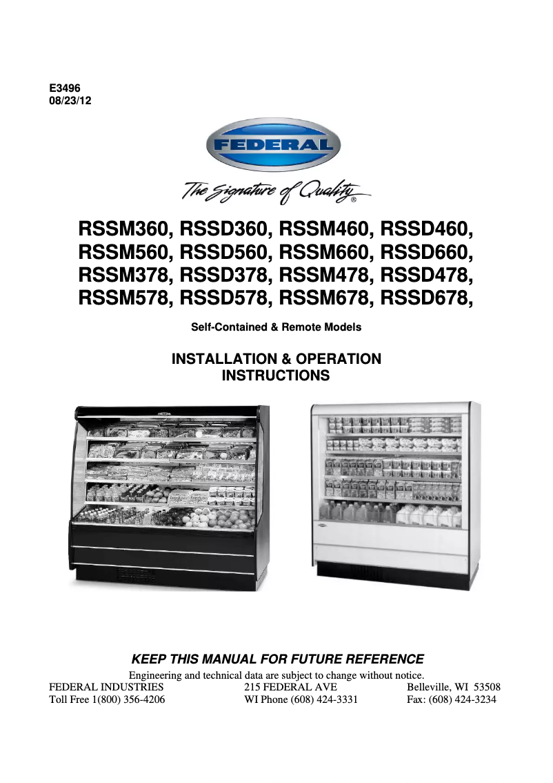 Page 1 de la notice Manuel utilisateur Federal RSSD-460SC