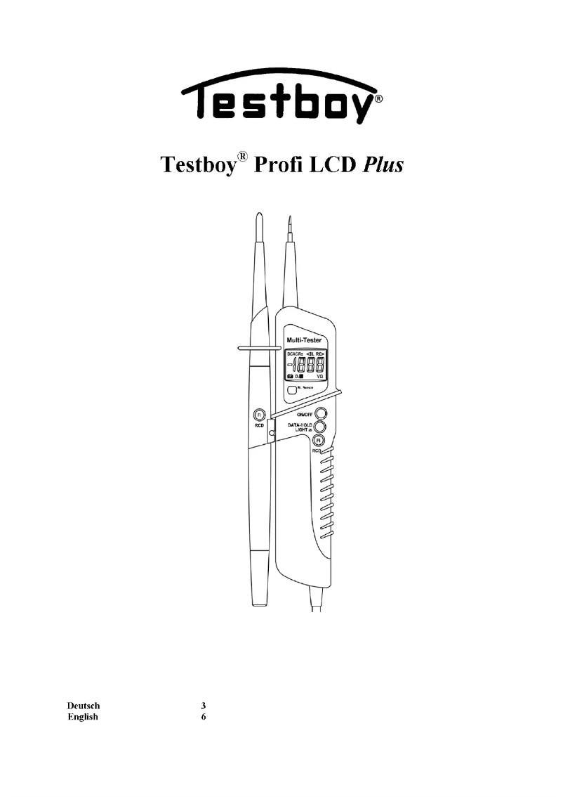 Page 1 de la notice Manuel utilisateur Testboy Profi LCD Plus