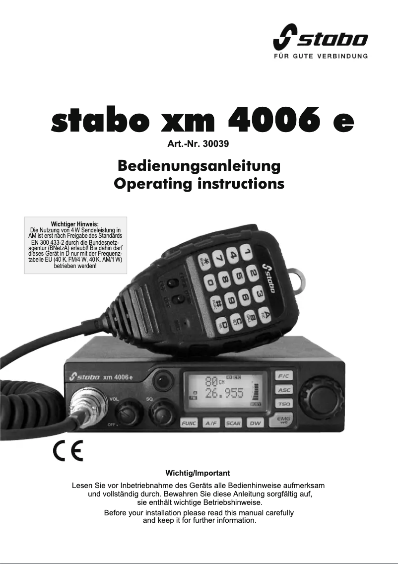 Image de la première page du manuel de l'appareil xm 4006 e