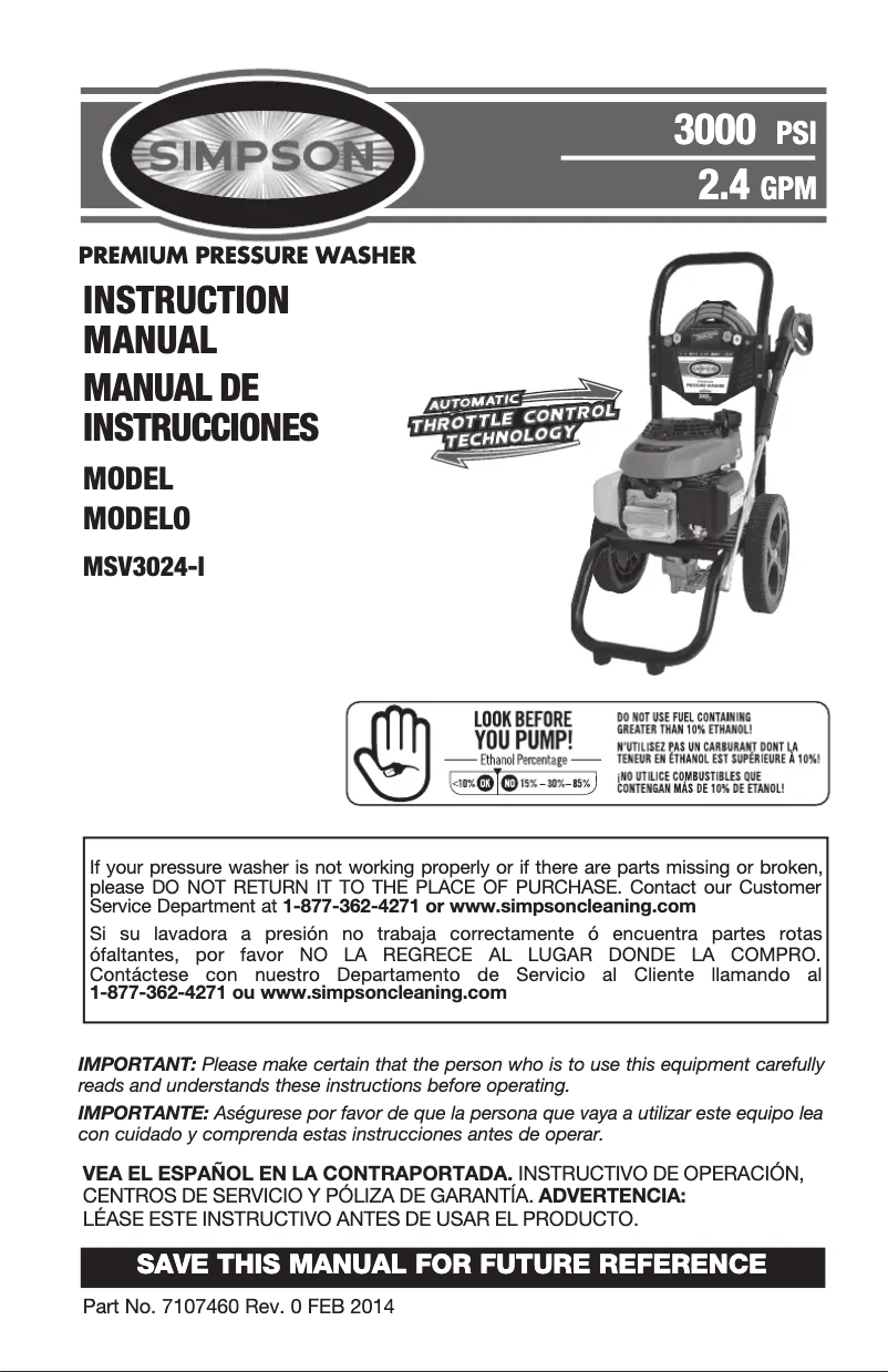 Página 1 del manual Manual de usuario Simpson Megashot MSV3024-I