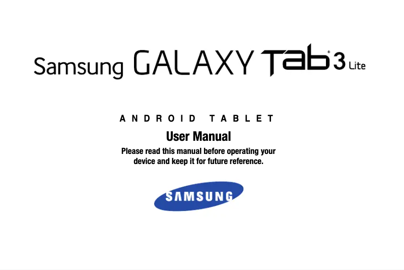 Page n°1 - Manuel utilisateur Samsung Galaxy Tab 3 Lite