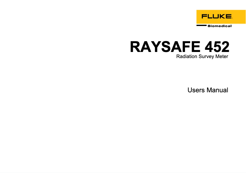 Page 1 de la notice Manuel utilisateur RaySafe 452