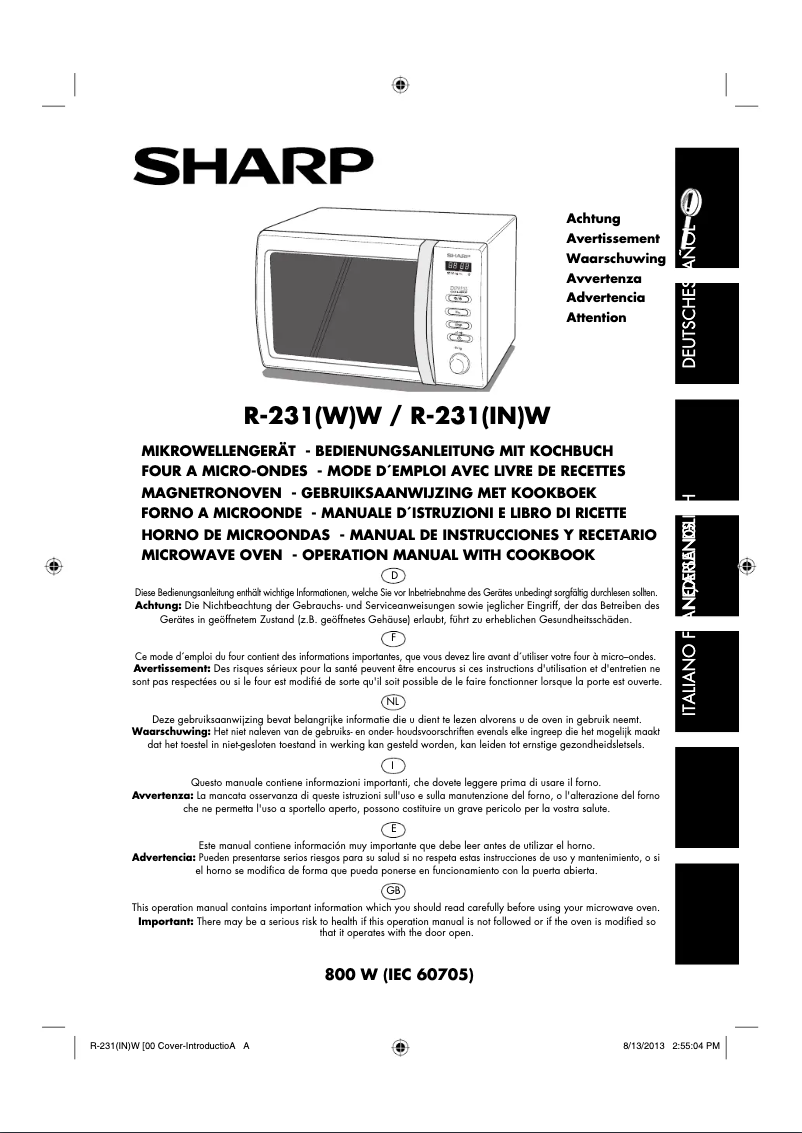 Page n°1 - Manuel utilisateur Sharp R-231(W)W