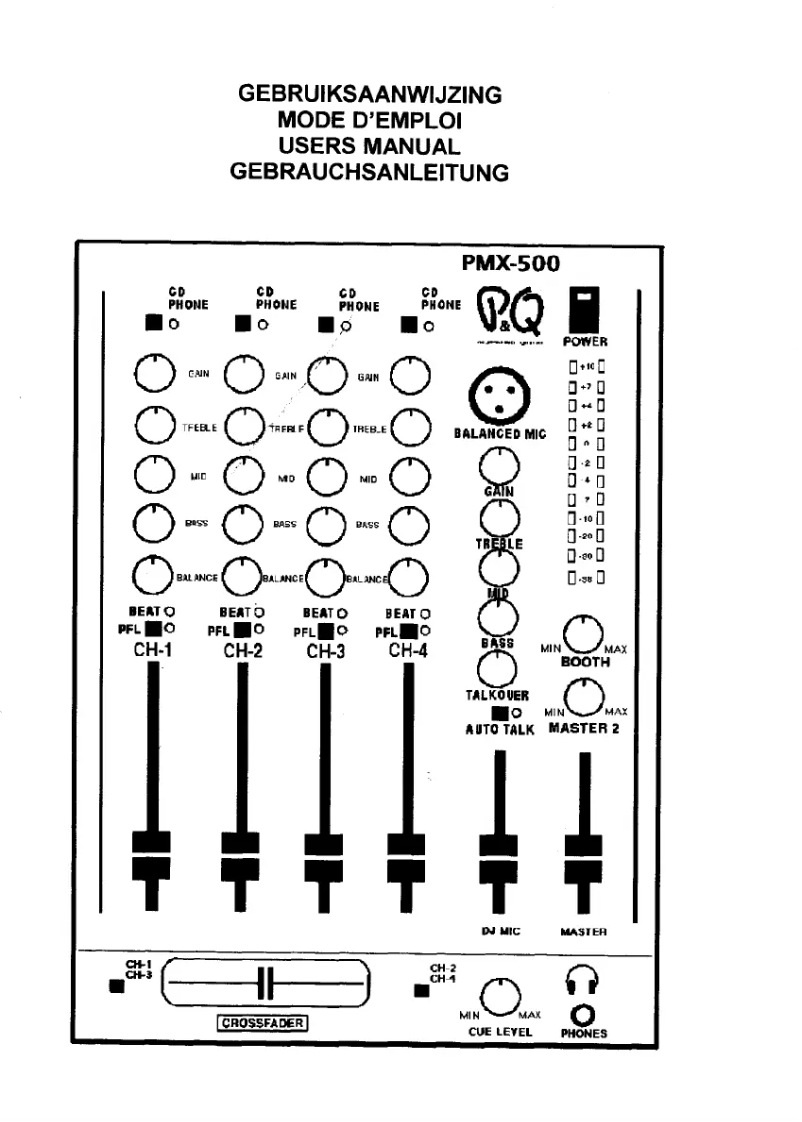 Page 1 de la notice Manuel utilisateur Alecto PMX-500