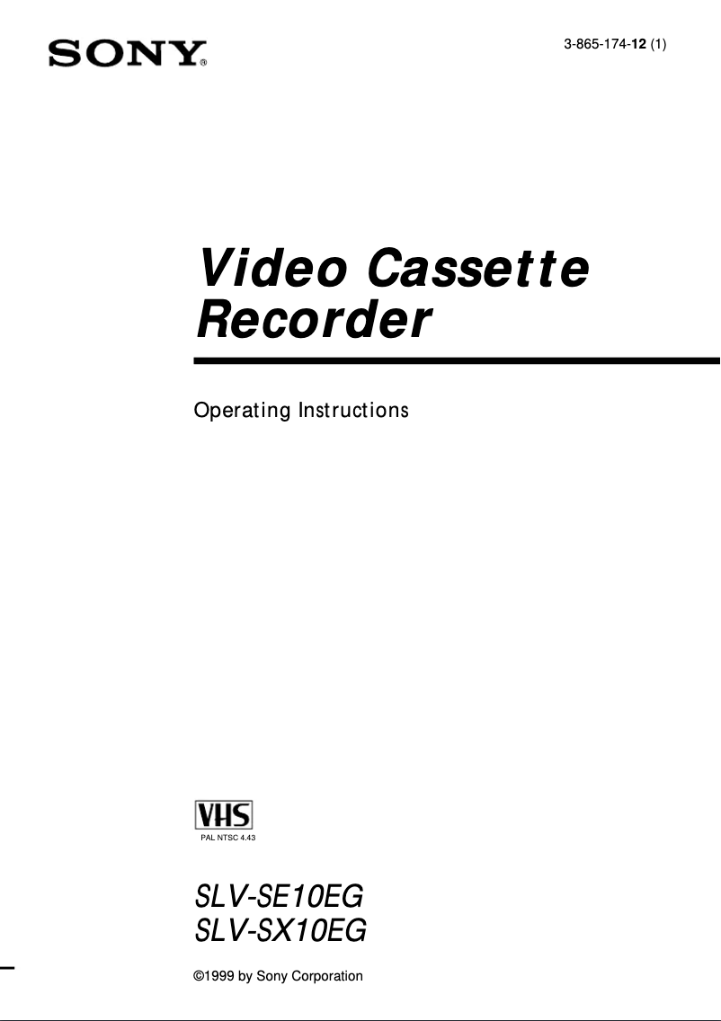Page n°1 - Manuel utilisateur Sony SLV-SE10EG