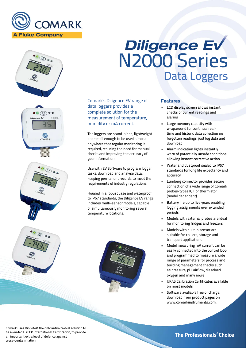 Page 1 de la notice Manuel utilisateur Comark Diligence EV N2000ADP