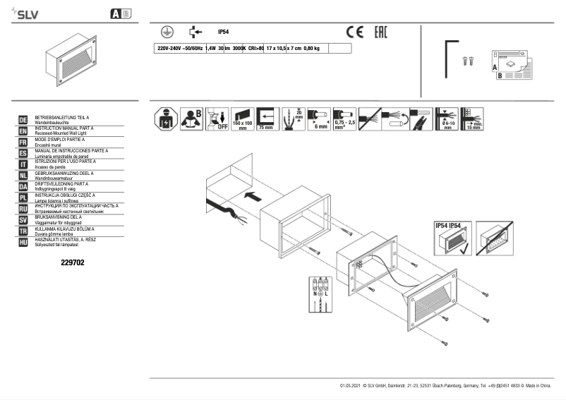 Page 1 de la notice Manuel utilisateur SLV 229702