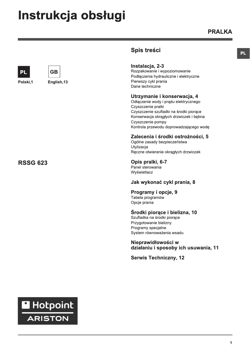 Image de la première page du manuel de l'appareil RSSG 623 B PL