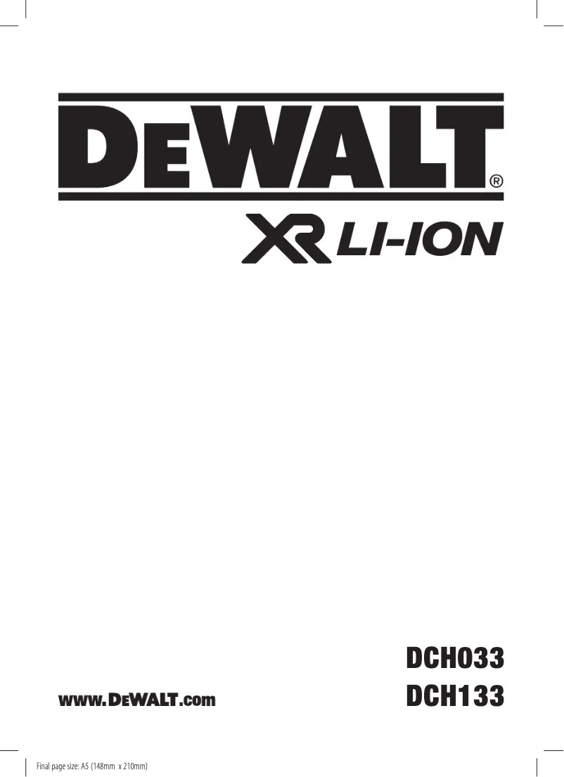 Page 1 de la notice Manuel utilisateur DeWalt DCH133