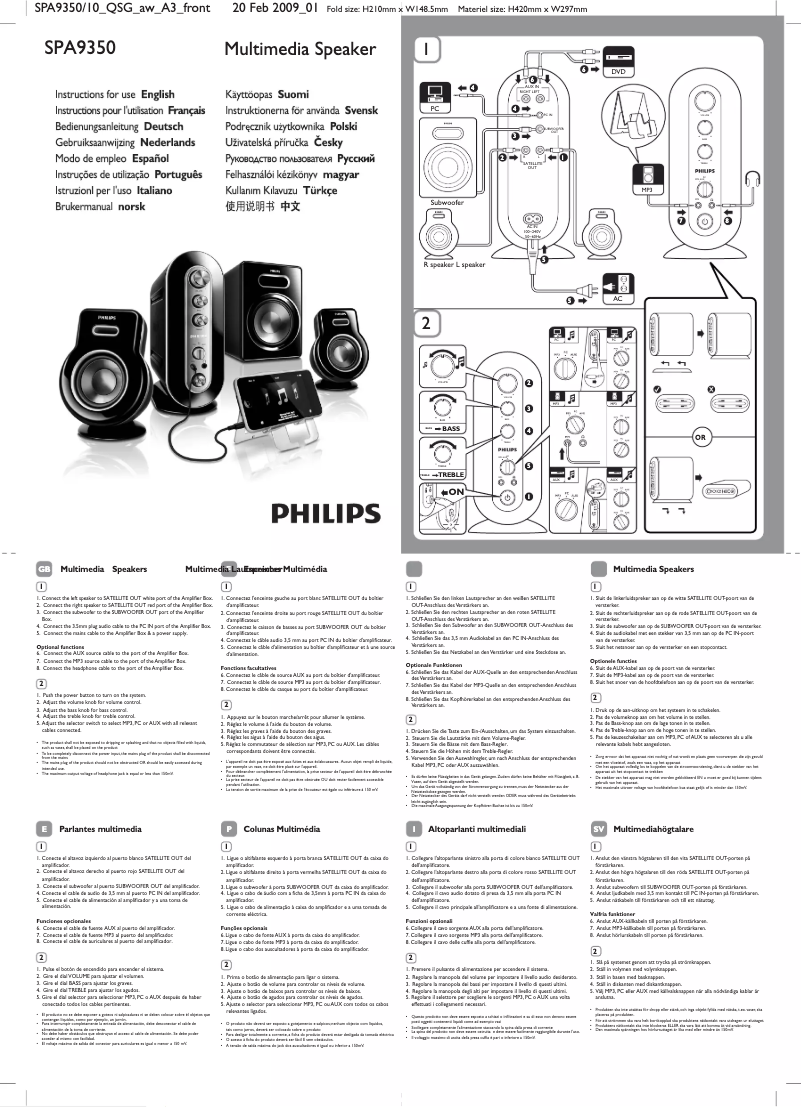Página 1 del manual Guía de inicio rápido Philips SPA9350