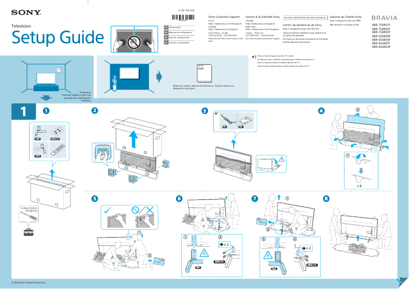 Page 1 de la notice Guide d'installation Sony Bravia XBR-75X850F