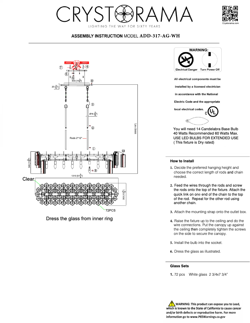 Page n°1 - Manuel utilisateur Crystorama Addis ADD-317-AG-WH