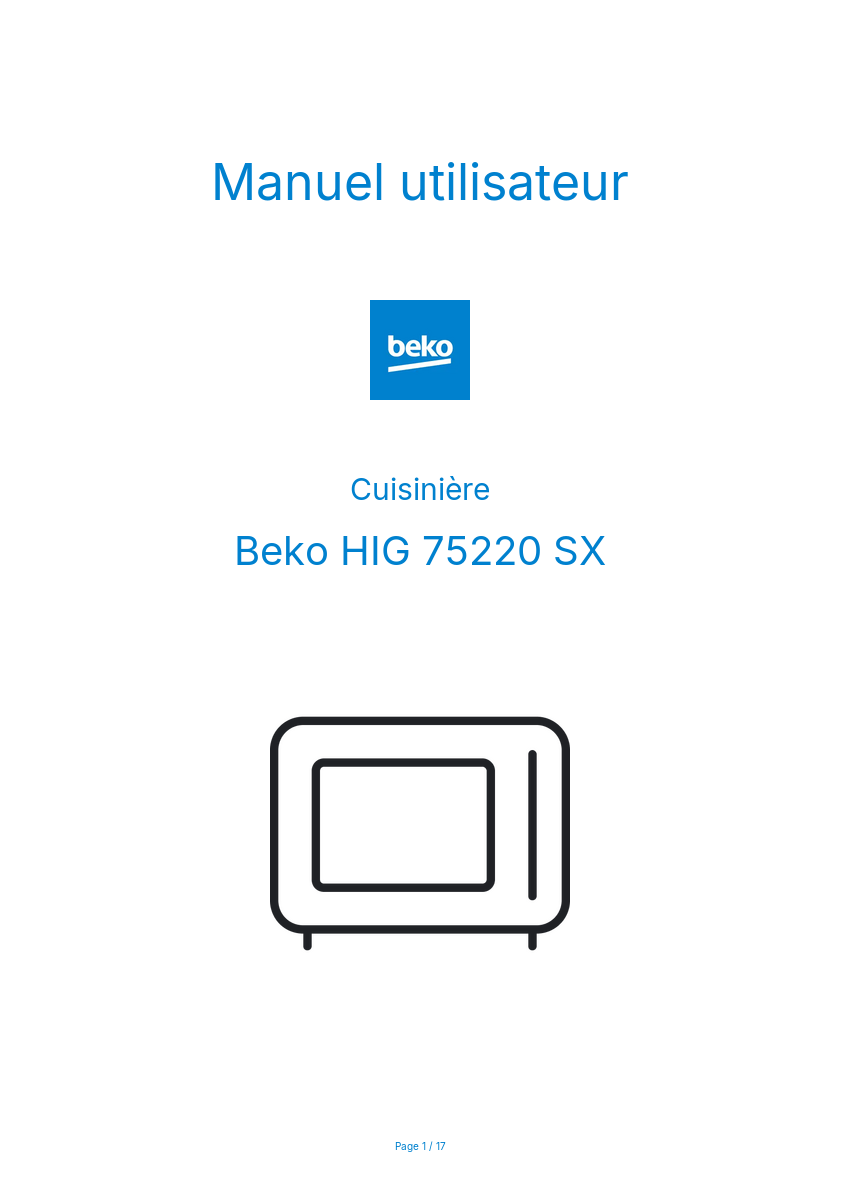 Image de la première page du manuel de l'appareil HIG 75220 SX
