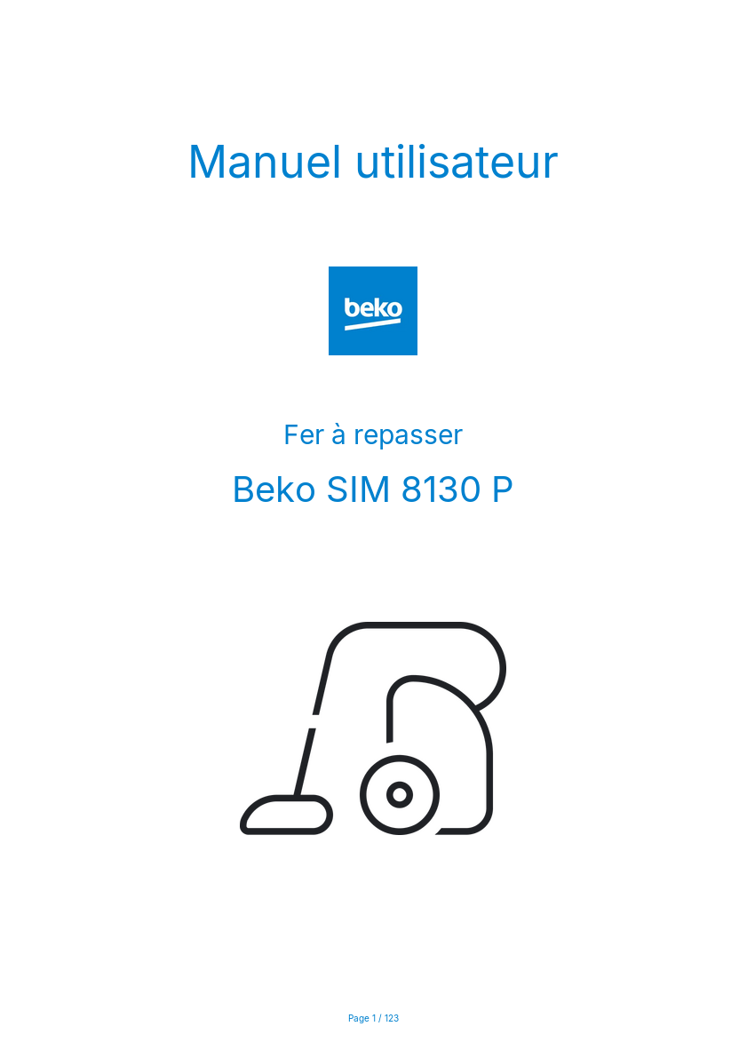 Page n°1 - Manuel utilisateur Beko SIM 8130 P