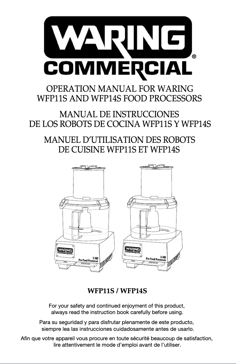 Page 1 de la notice Instructions / montage Waring Commercial WFP14S
