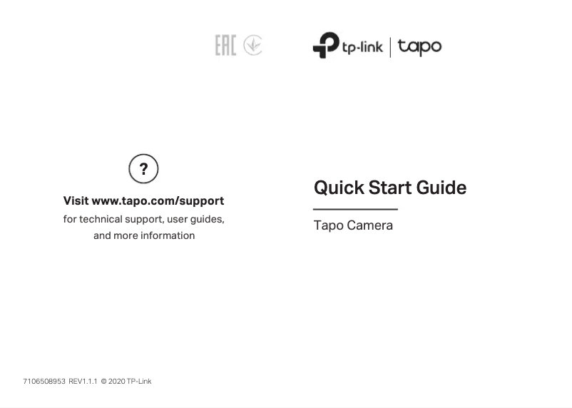 Page 1 de la notice Manuel utilisateur TP-Link Tapo C100