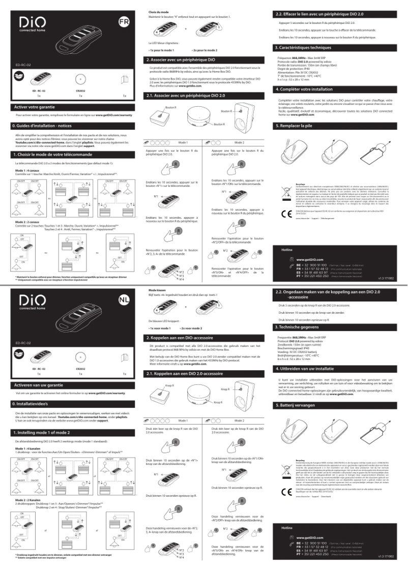 Page 1 de la notice Manuel utilisateur DiO ED-RC-02