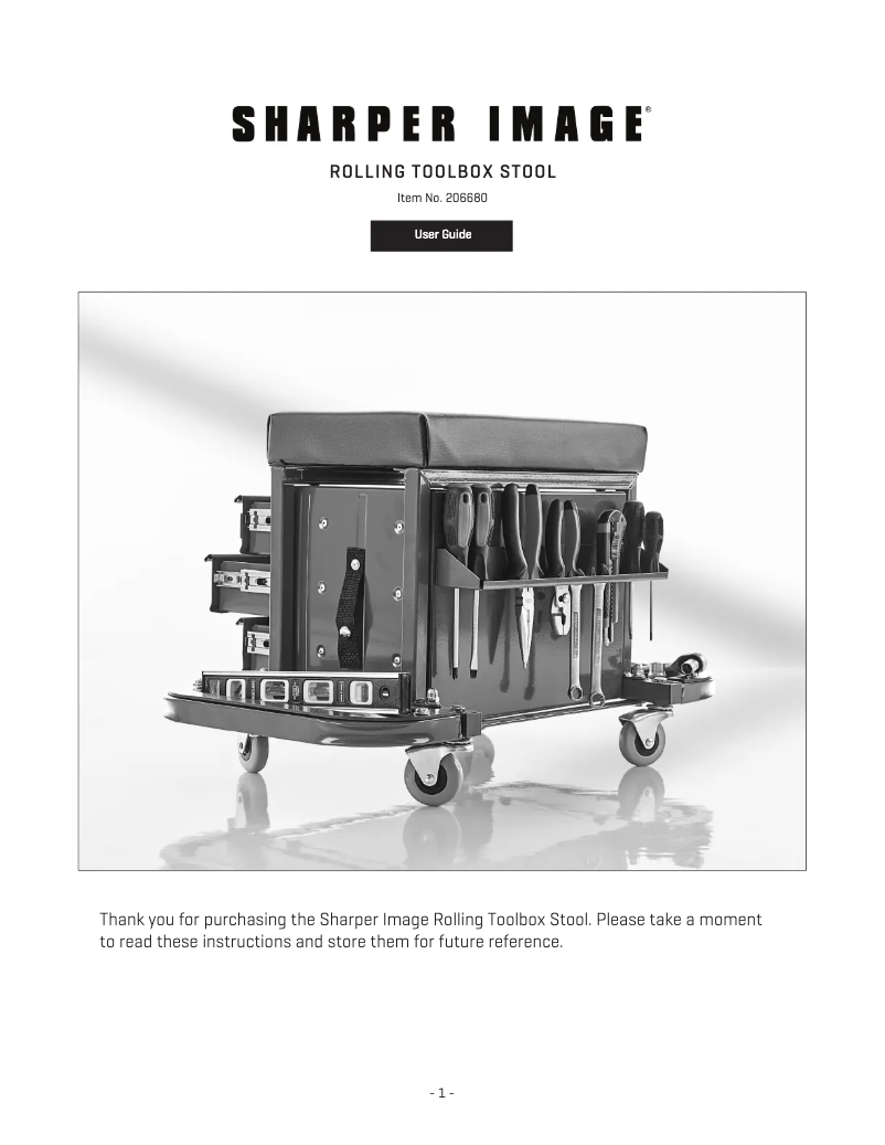 Image de la première page du manuel de l'appareil Rolling Toolbox Stool