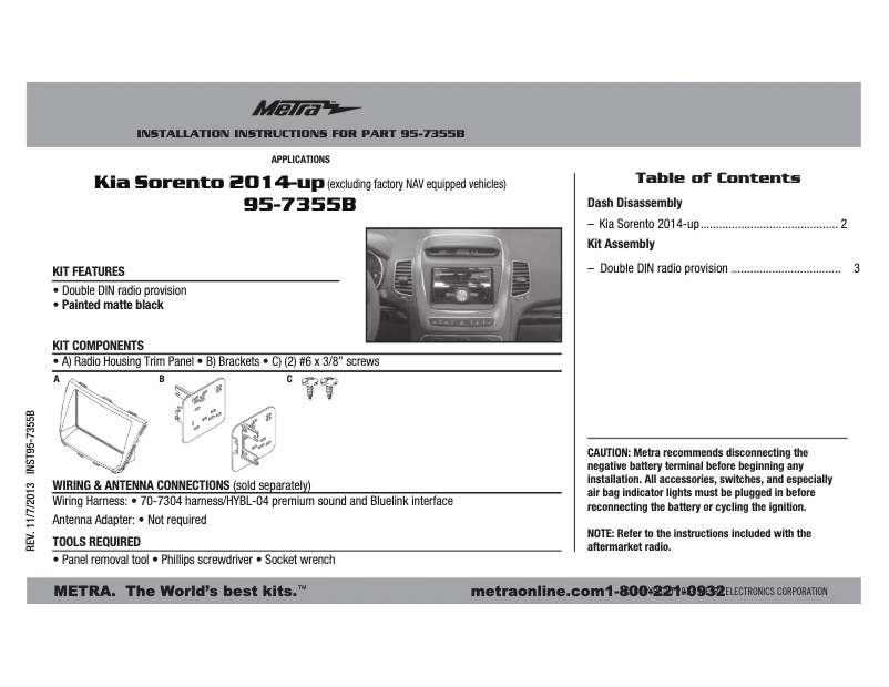 Page n°1 - Mode d'emploi Metra 95-7355B