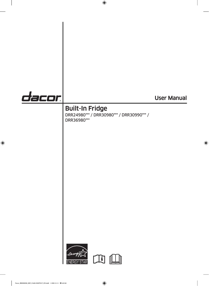 Page n°1 - Manuel utilisateur Dacor DRR24980RAP