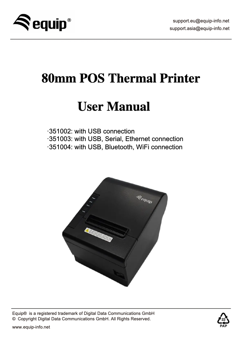 Page 1 de la notice Manuel utilisateur Equip 351002