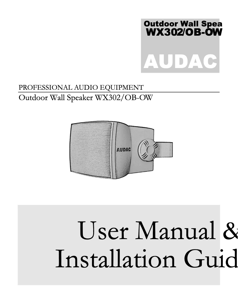 Page n°1 - Manuel utilisateur Audac WX302/O