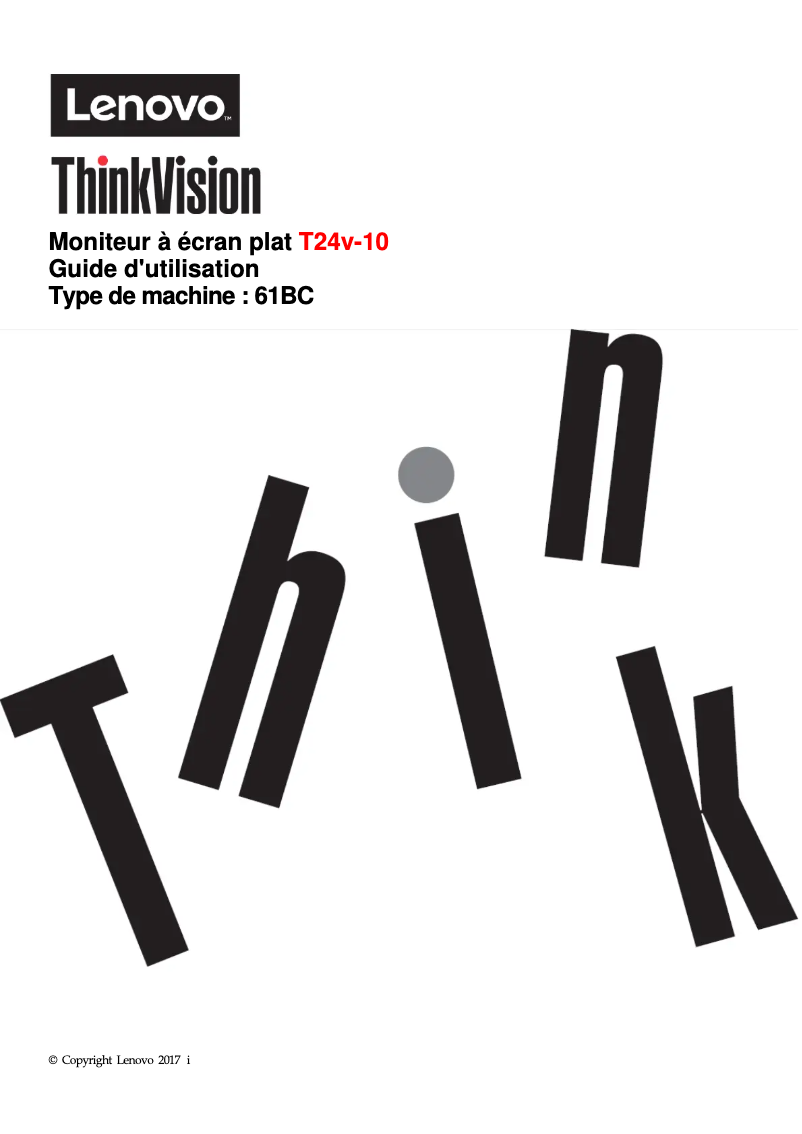 Page n°1 - Manuel utilisateur Lenovo ThinkVision T24v-10