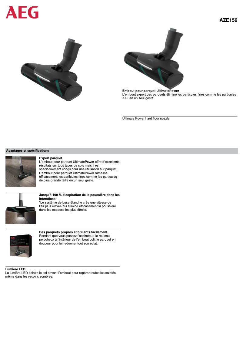 Page n°1 - Manuel utilisateur AEG AZE156