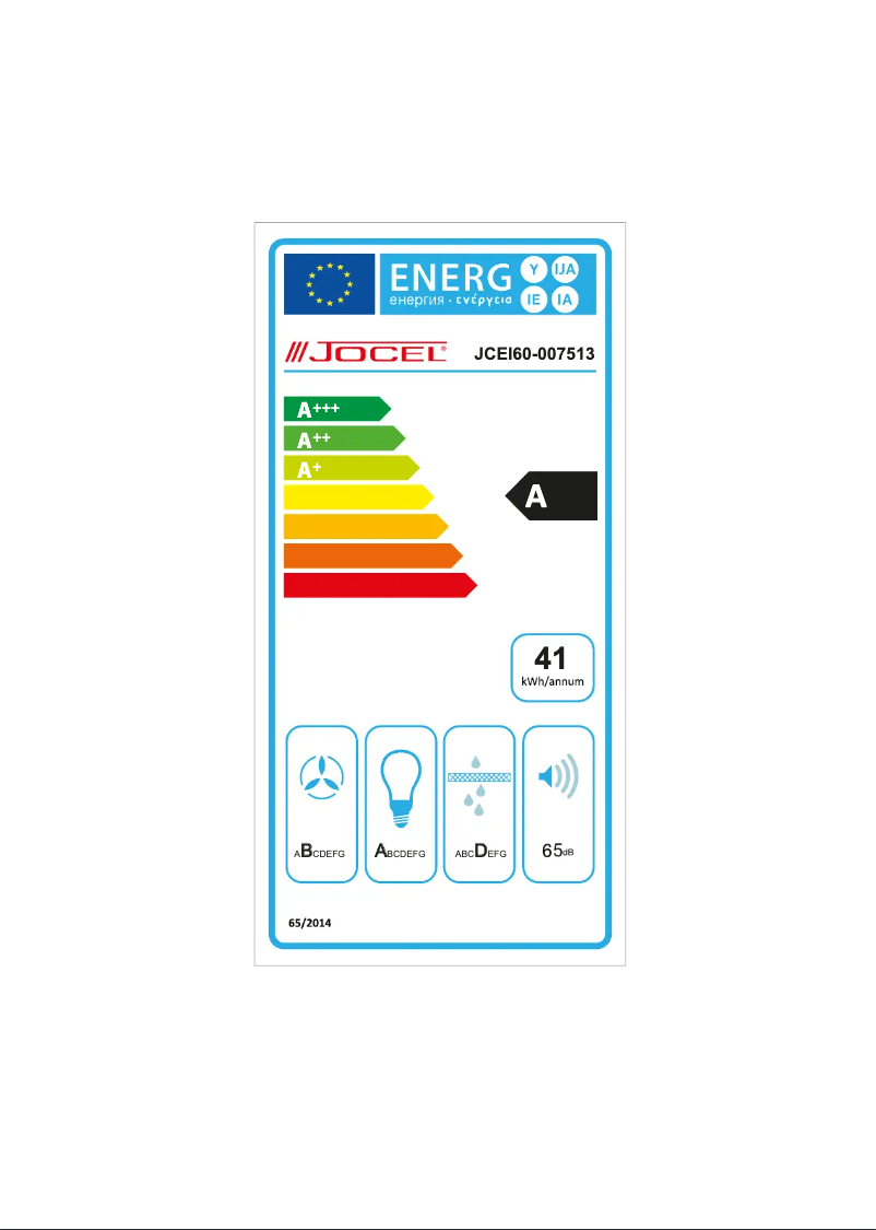 Page 1 de la notice Label énergétique Jocel JCEI60-007513