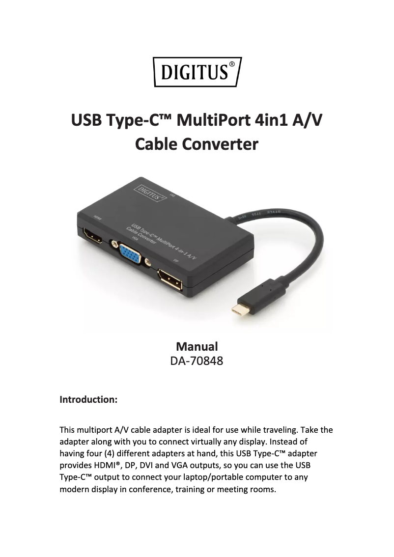 Image de la première page du manuel de l'appareil DA-70848