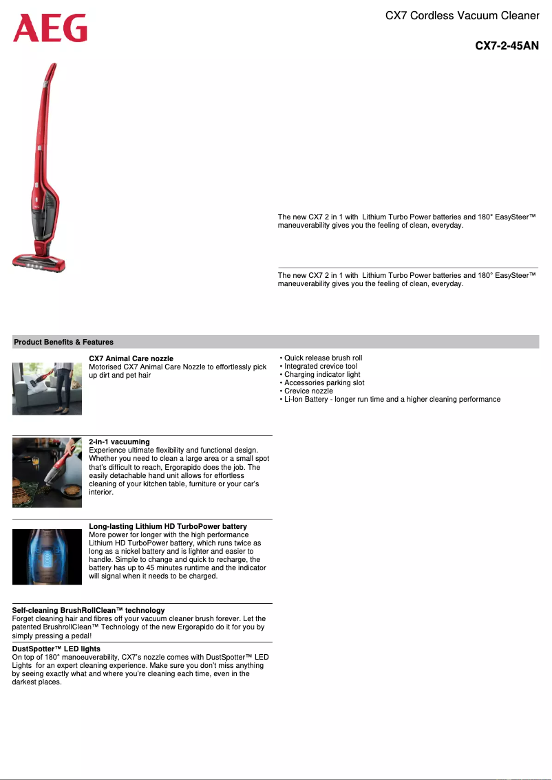 Image de la première page du manuel de l'appareil CX7-2-45AN