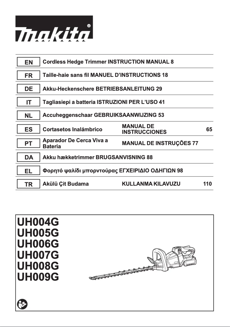 Page 1 de la notice Manuel utilisateur Makita UH005GZ