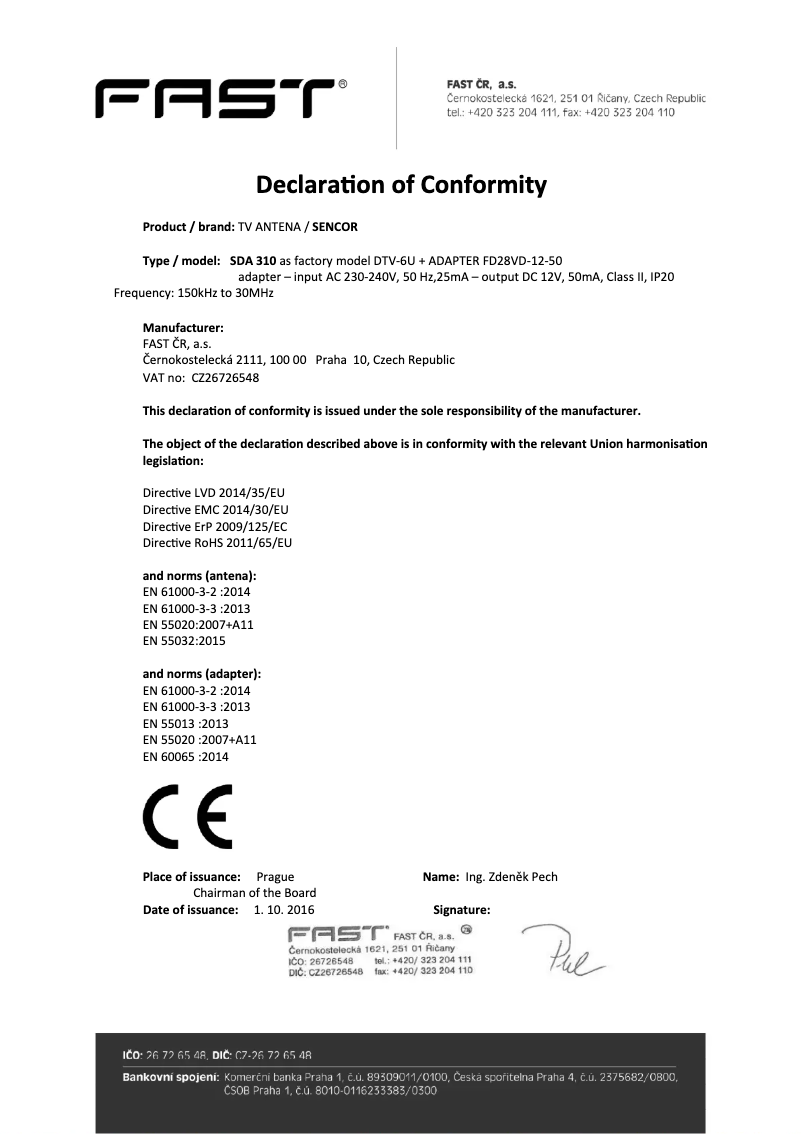 Page n°1 - Manuel utilisateur Sencor SDA 310