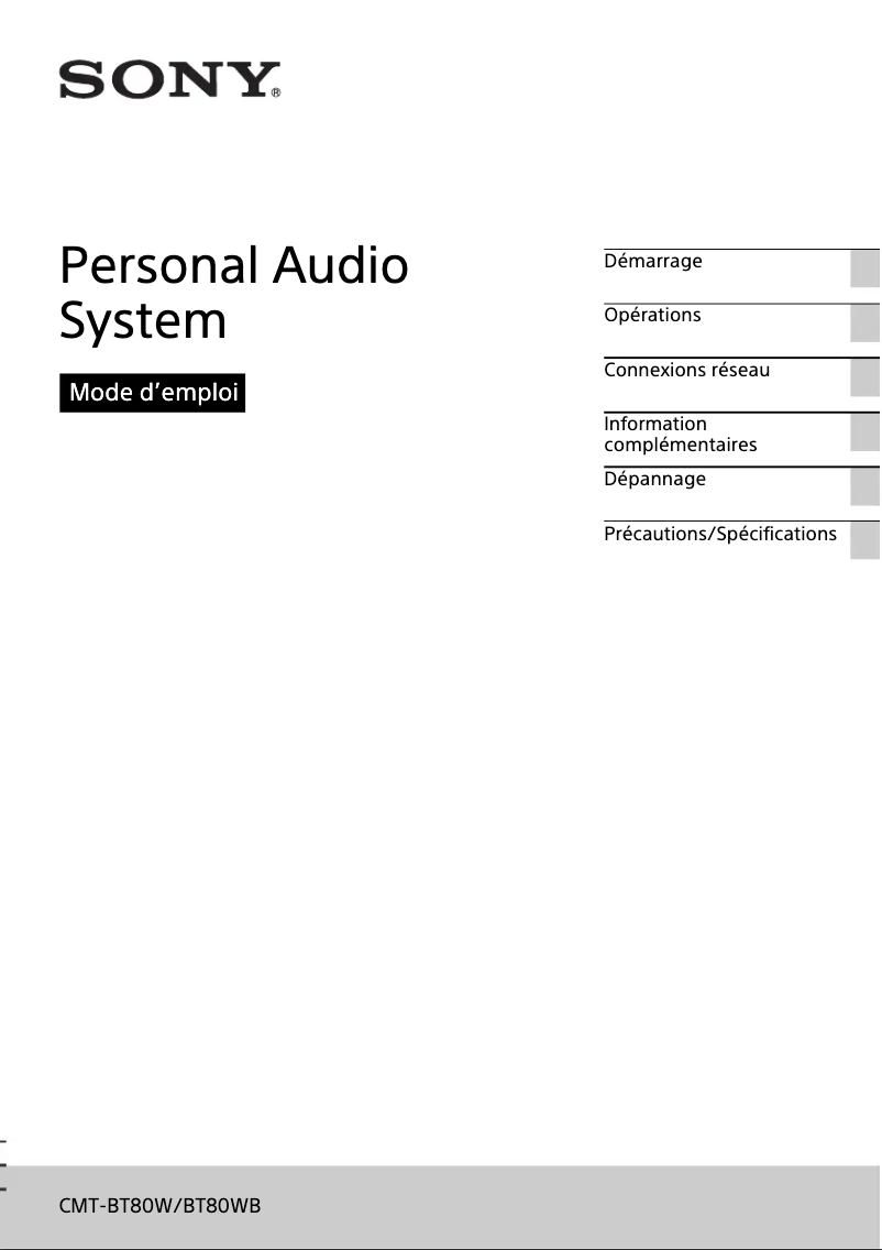 Page n°1 - Manuel utilisateur Sony CMT-BT80WB