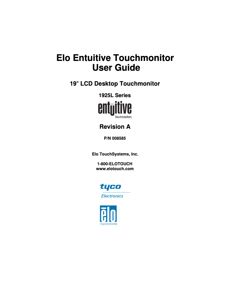 Page n°1 - Manuel utilisateur Elo 1927L