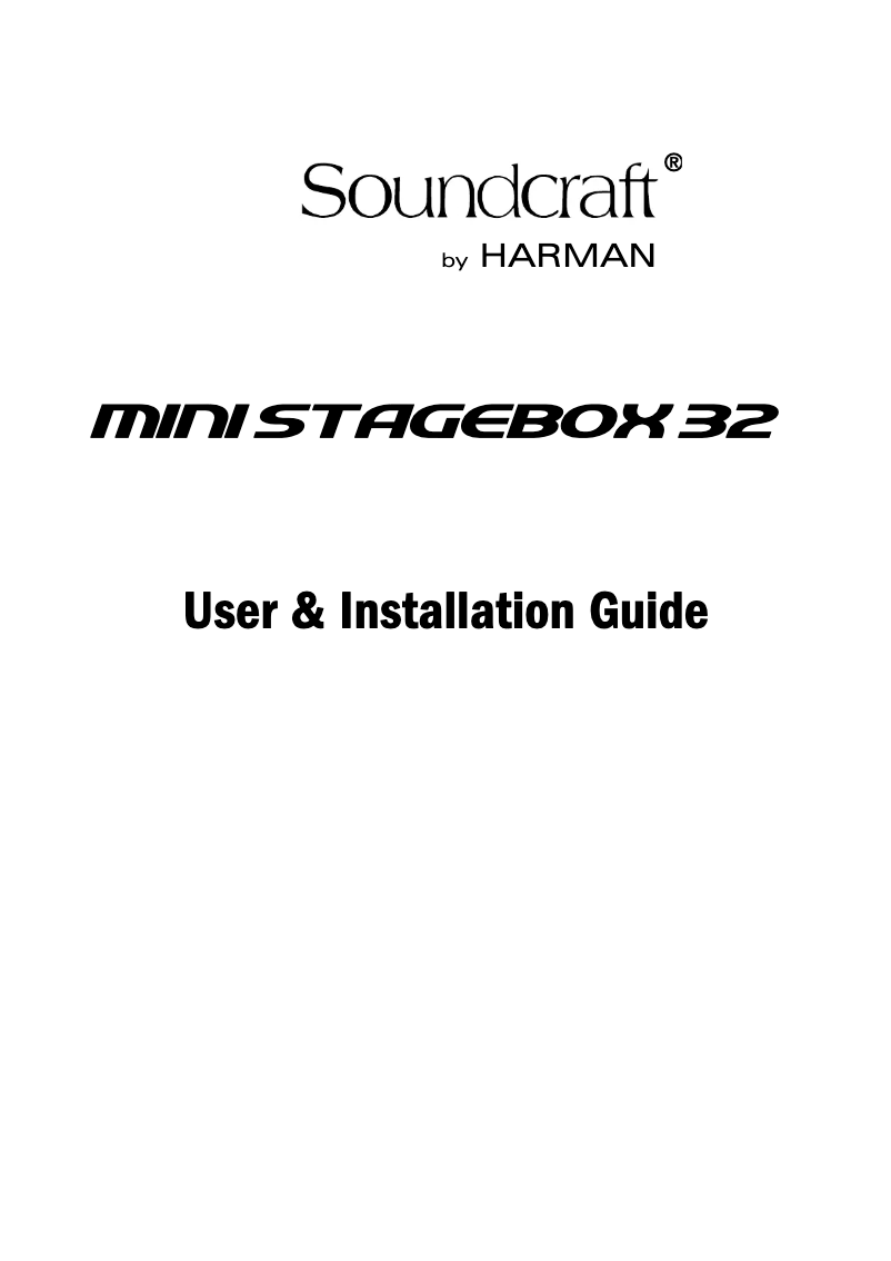 Page n°1 - Manuel utilisateur Soundcraft Mini Stagebox 16R