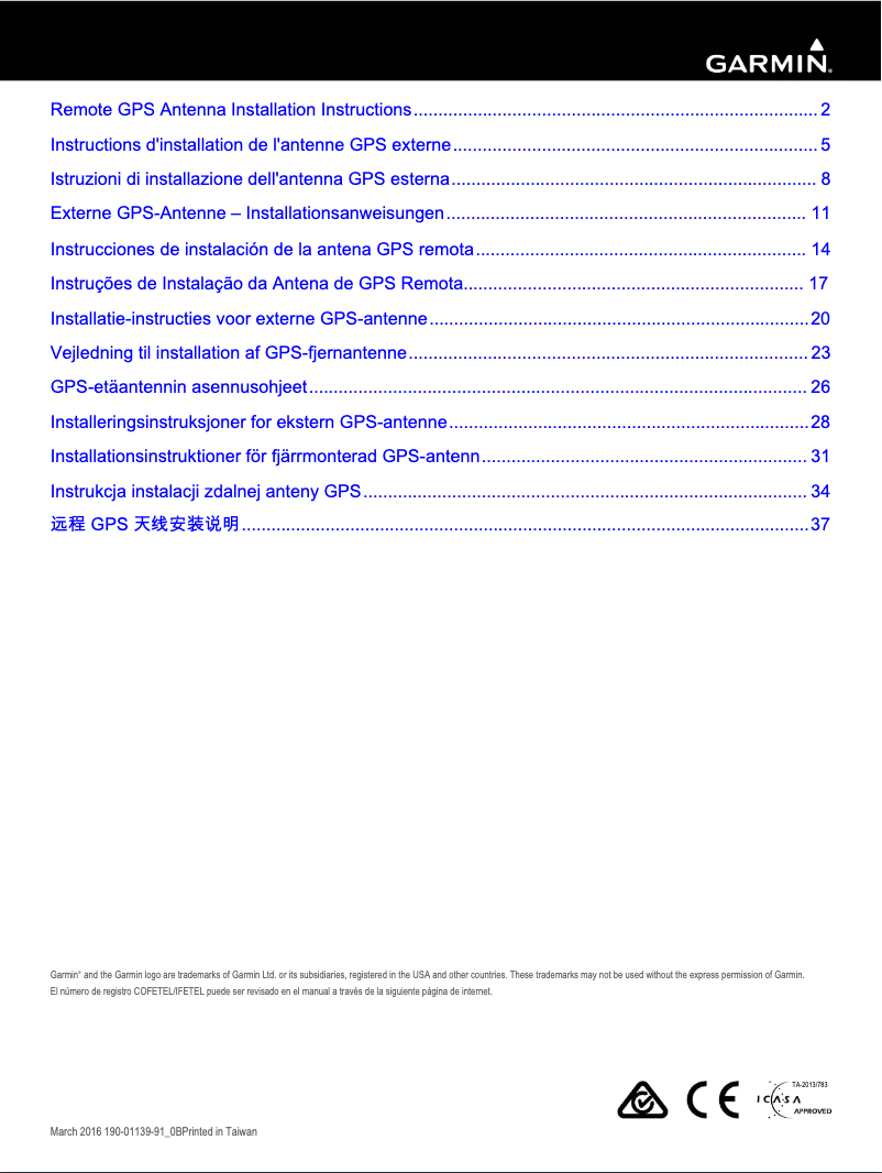 Image de la première page du manuel de l'appareil GA 38 GPS