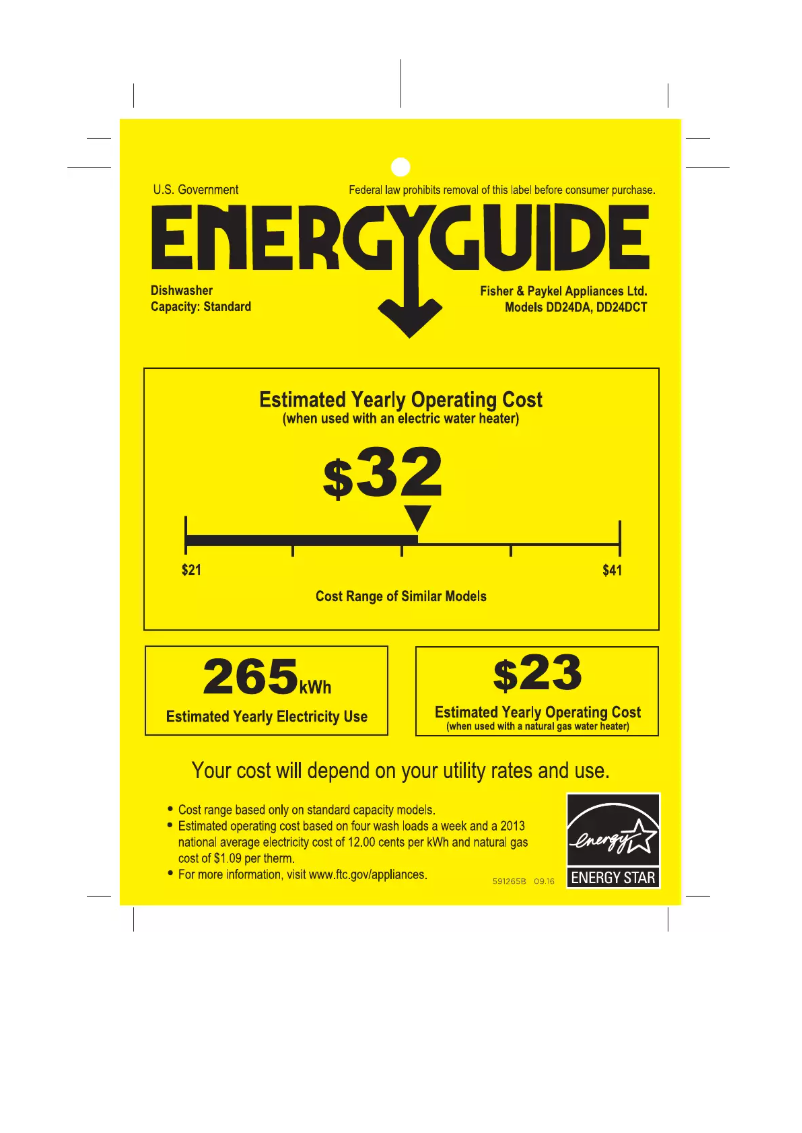Page n°1 - Label énergétique Fisher & Paykel DD24DCTB9N