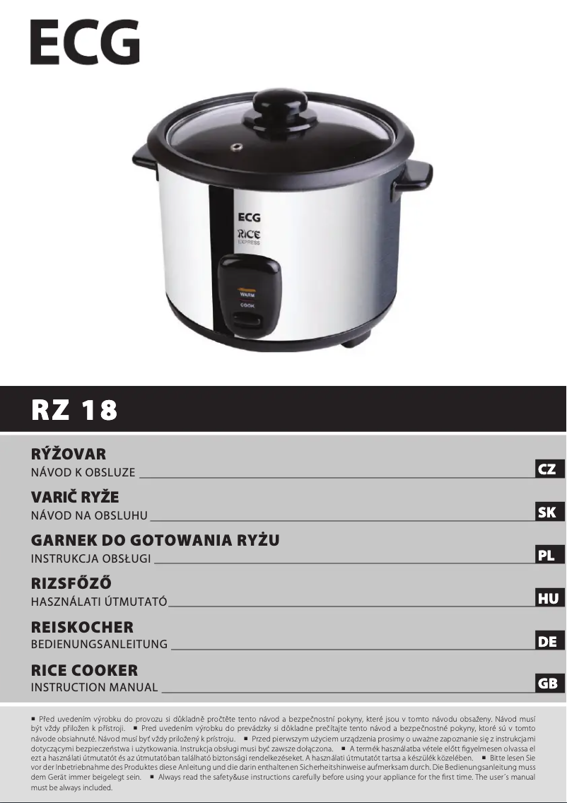 Image de la première page du manuel de l'appareil RZ 18