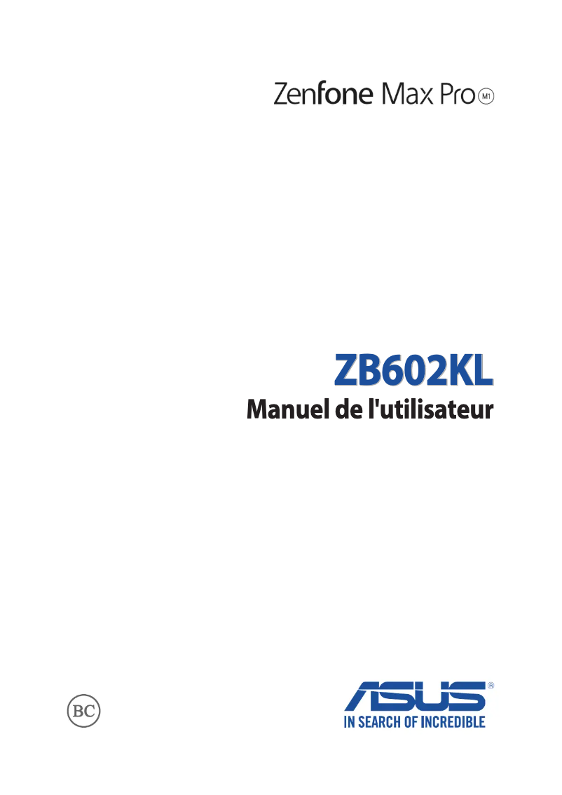 Page 1 de la notice Manuel utilisateur Asus Zenfone Max Pro