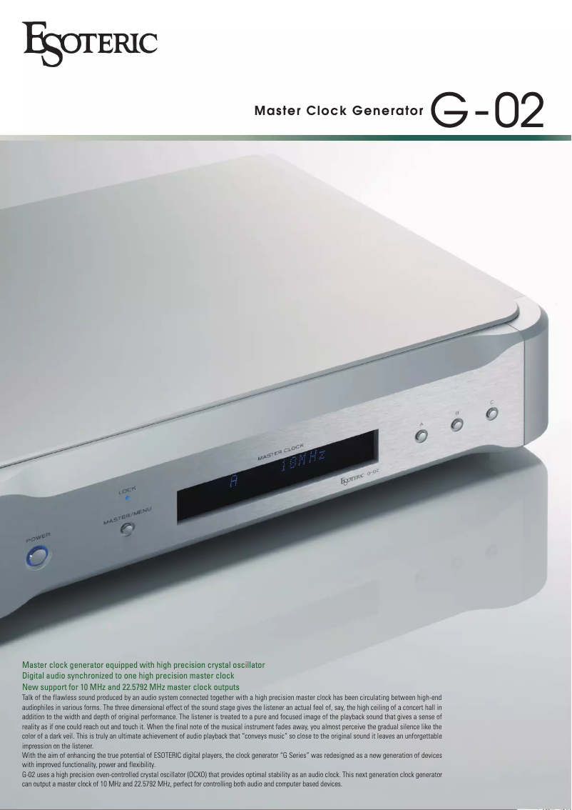 Page 1 de la notice Brochure Esoteric G-02