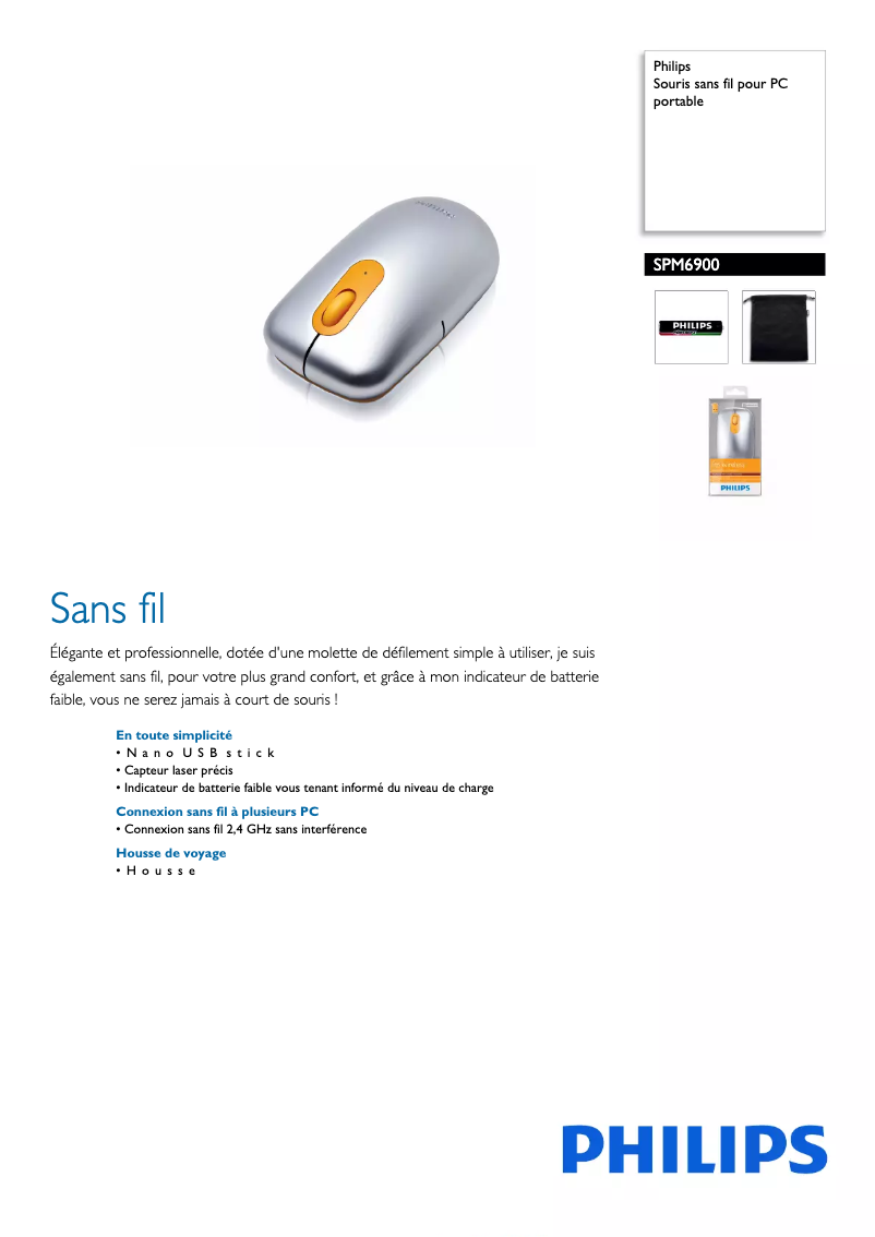 Page 1 de la notice Fiche technique Philips SPM6900