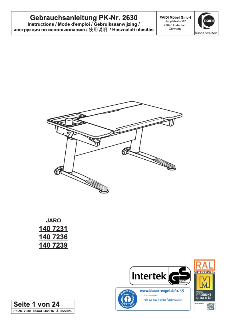 Image de la première page du manuel de l'appareil Jaro