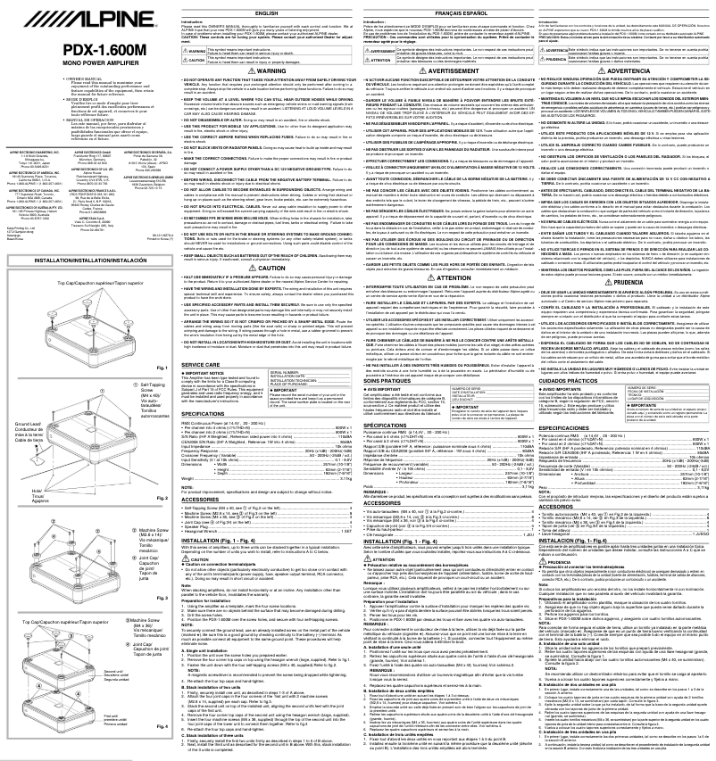 Page 1 de la notice Manuel utilisateur Alpine PDX-1.600M