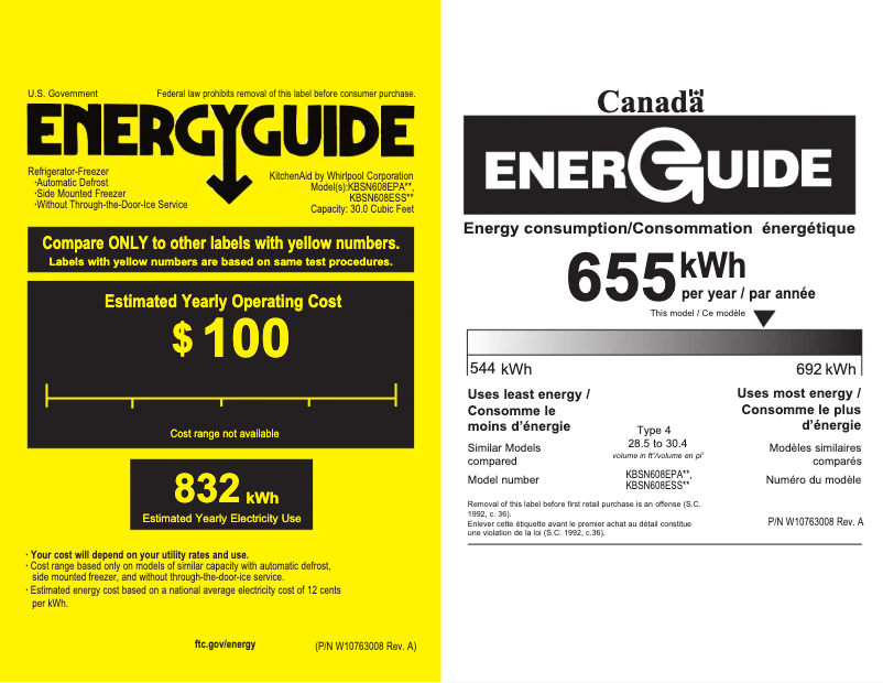 Página 1 del manual Etiqueta energética KitchenAid KBSN608ESS