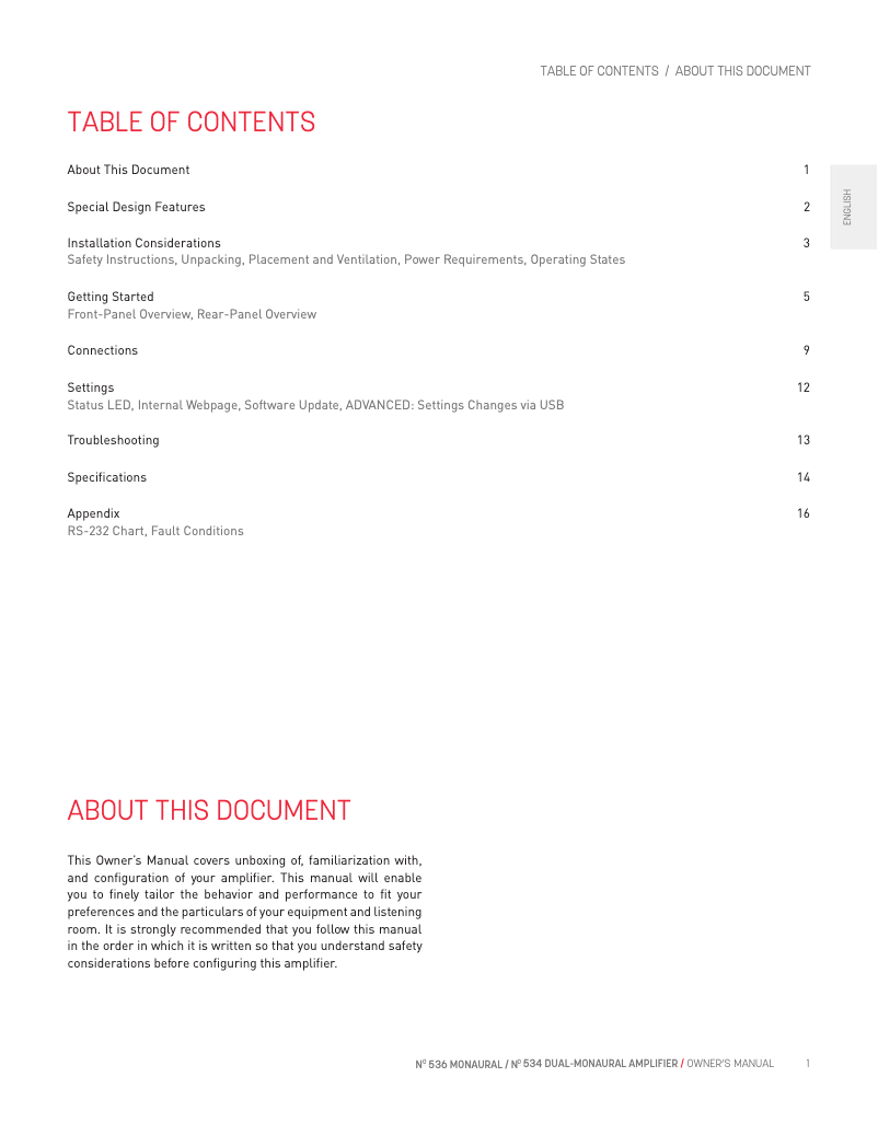 Page 1 de la notice Brochure Mark Levinson NO536