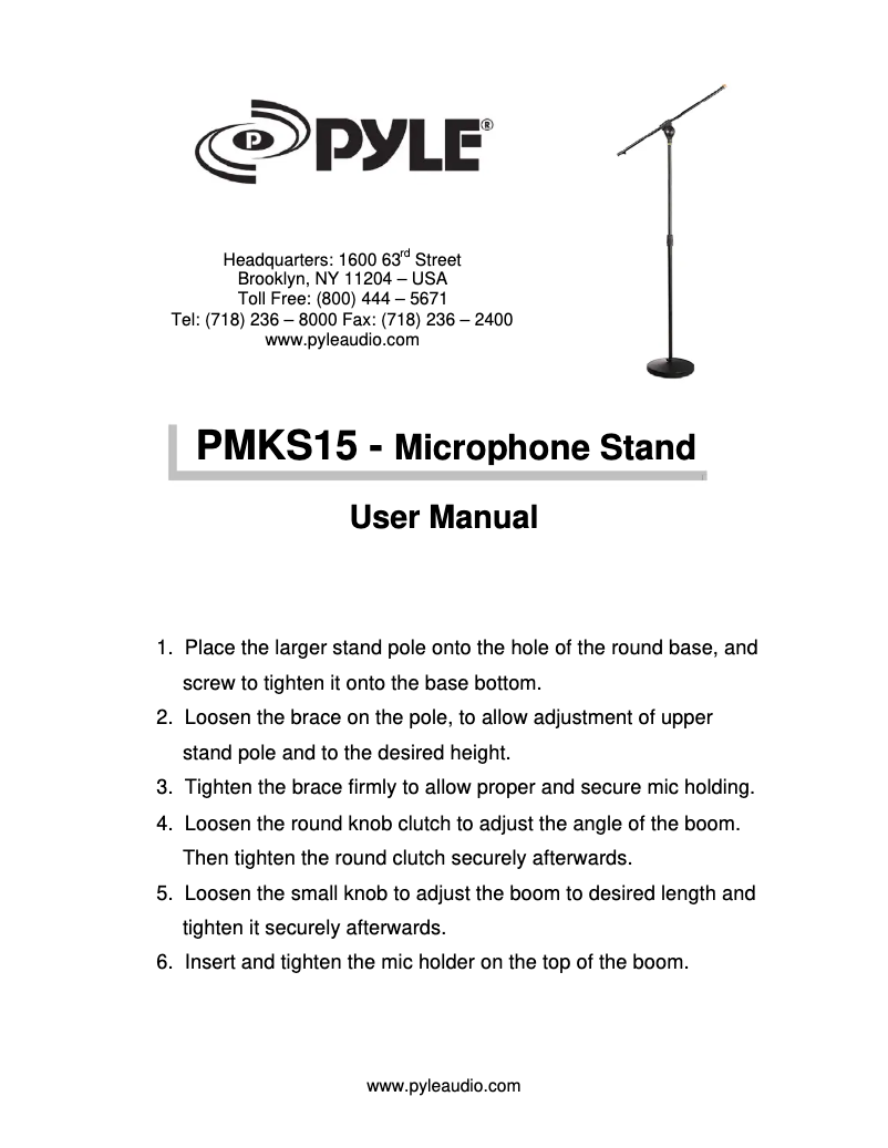 Page 1 de la notice Manuel utilisateur Pyle PMKS15