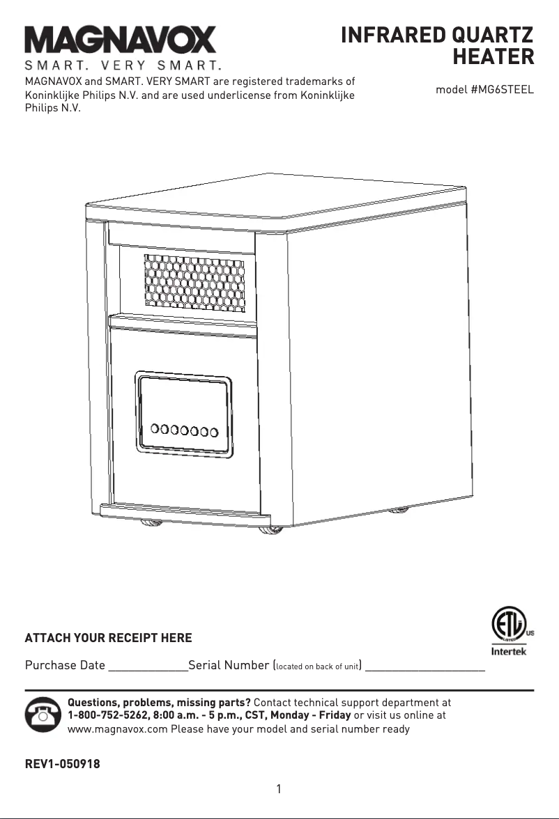Page 1 of the manual User Manual Magnavox MG6STEEL